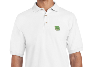 Linux Mint white piqué shirts