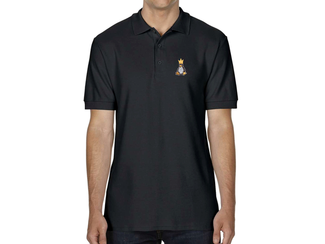 Tux with crown Polo Shirt (black)