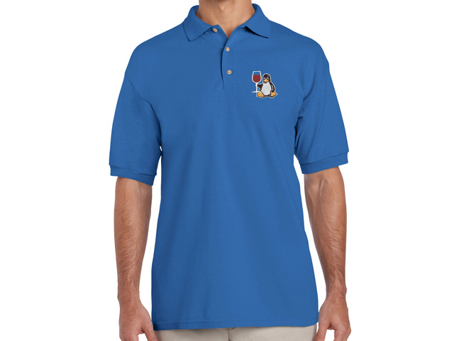 Tux with wine Polo Shirt (blue) old type