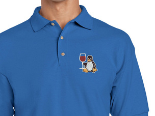 Tux with wine Polo Shirt (blue) old type