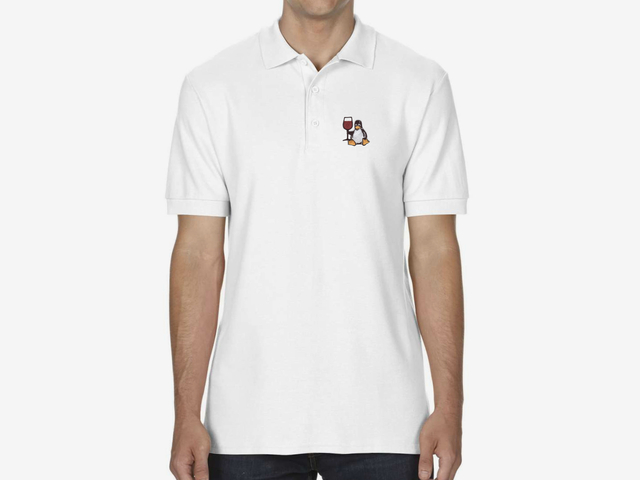 Tux with wine Polo Shirt (white)