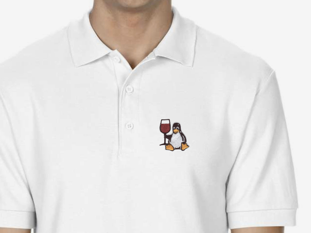 Tux with wine Polo Shirt (white)