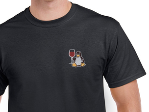 Tux with wine T-Shirt (black)