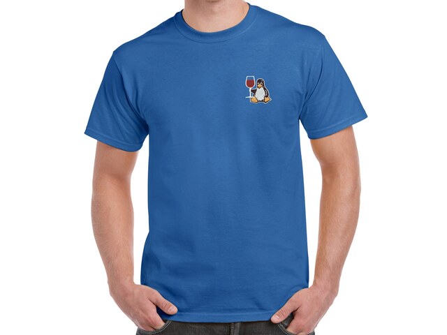 Tux with wine T-Shirt (blue)