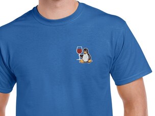 Tux with wine T-Shirt (blue)