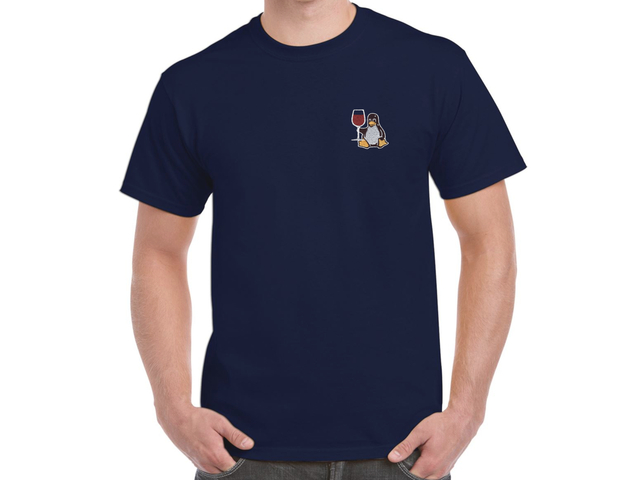 Tux with wine T-Shirt (dark blue)