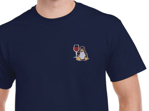 Tux with wine T-Shirt (dark blue)
